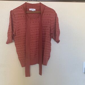 Liz Claiborne Rust Sweater with Tie Detail